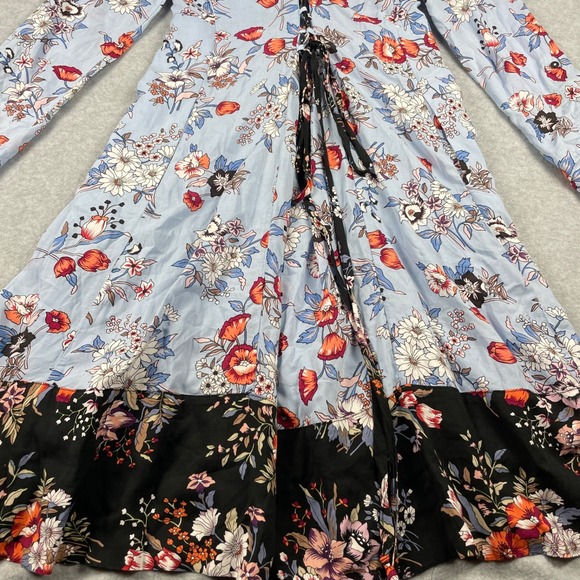 NWT Anthropologie Sz 2 Maeve Leyster Shirt Dress Floral Long Sleeved Midi - Picture 14 of 17